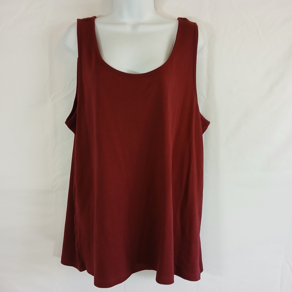 lands end tank sleeveless top Burgandy Scoop Neck Sz 2X ‎ Casual Feminine Chic